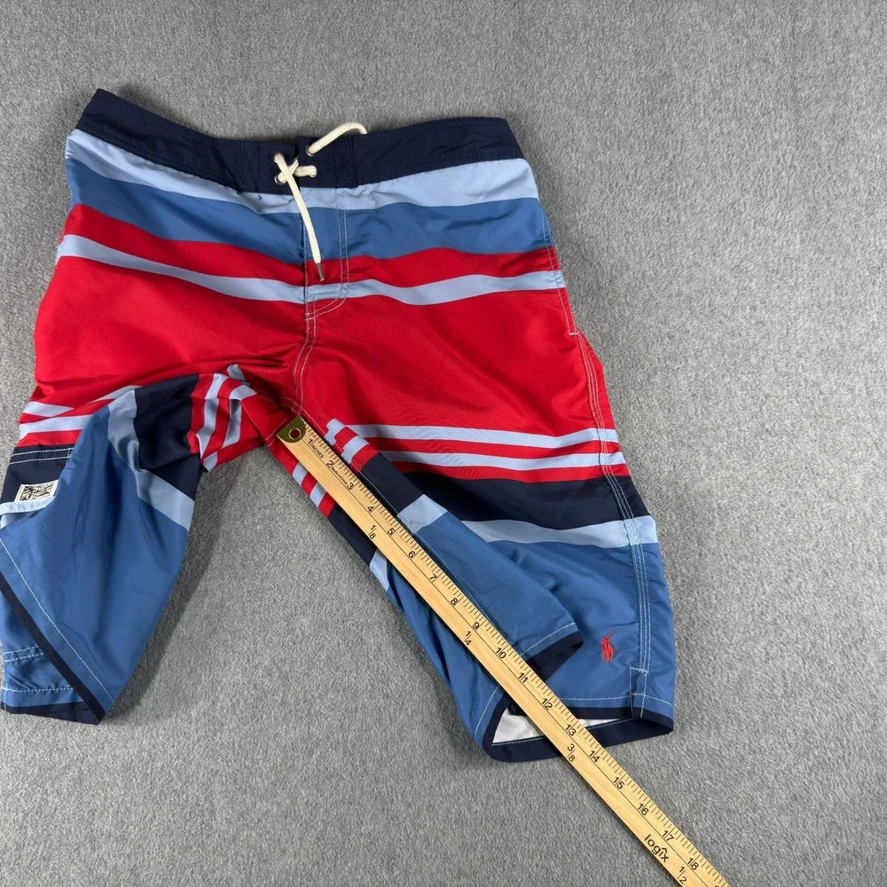 Polo Ralph Lauren Boys Swim Trunks XL 18-20 Red Blue Pony Logo Board Shorts NEW